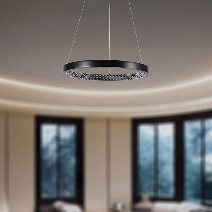 LED PENDANT 19W 4000K 40CM CRYSTAL BLACK V-TAC - Пендели<<<Вътрешно