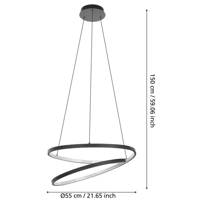 LED PENDANT 37W 3000K 4800LM BLACK EGLO RUOTALE - Пендели<<<Вътрешно