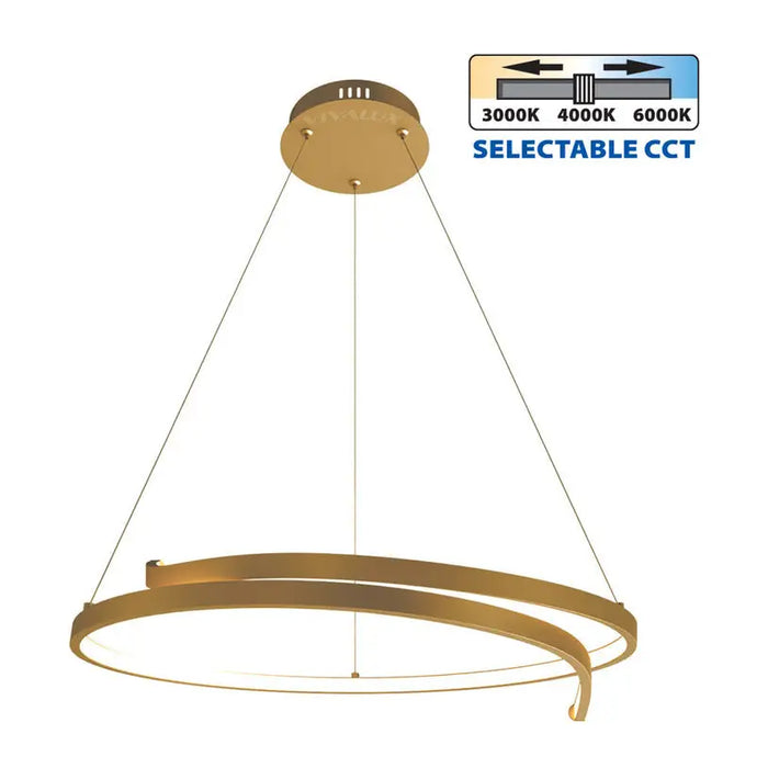 LED PENDANT 38W 3000-4000-6000K 2152LM GOLD VIVALUX OMICRON - Пендели<<<Вътрешно