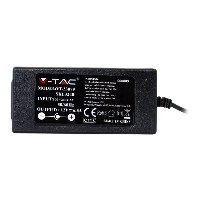 LED TRANSFORMER 78W 6.5A 12V IP44 V-TAC - LED ленти и аксесоари<<<Вътрешно осветление<<<Мебели и