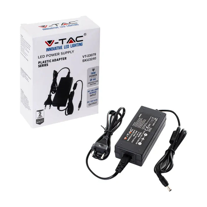 LED TRANSFORMER 78W 6.5A 12V IP44 V-TAC - LED ленти и аксесоари<<<Вътрешно осветление<<<Мебели и