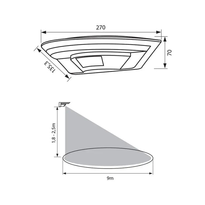 LED WALL SPOT WITH MOTION SENSOR 10W 4000K IP54 WHITE VIVALUX - Аплици<<<Вътрешно осветление<<<Мебели и