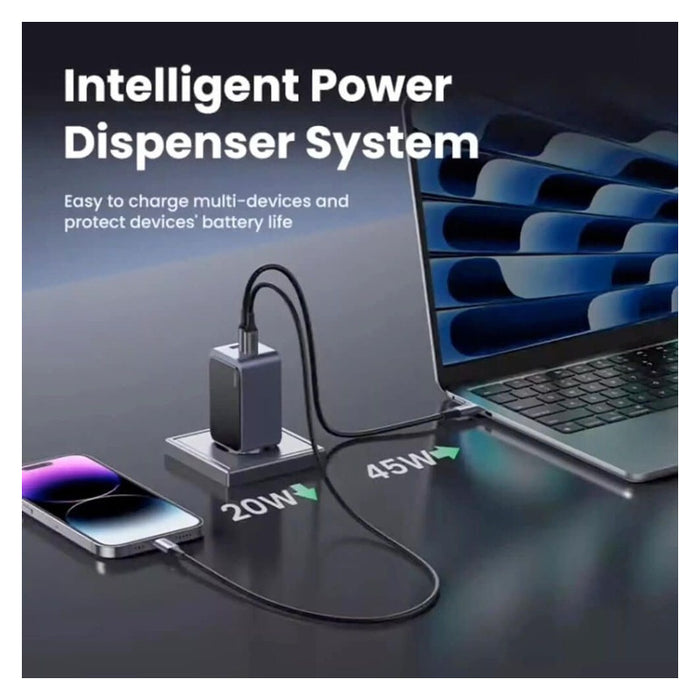 CHARGER X553 220V 2xUSB-C 1xUSB A GaN 65W NEXODE AIR UGREEN