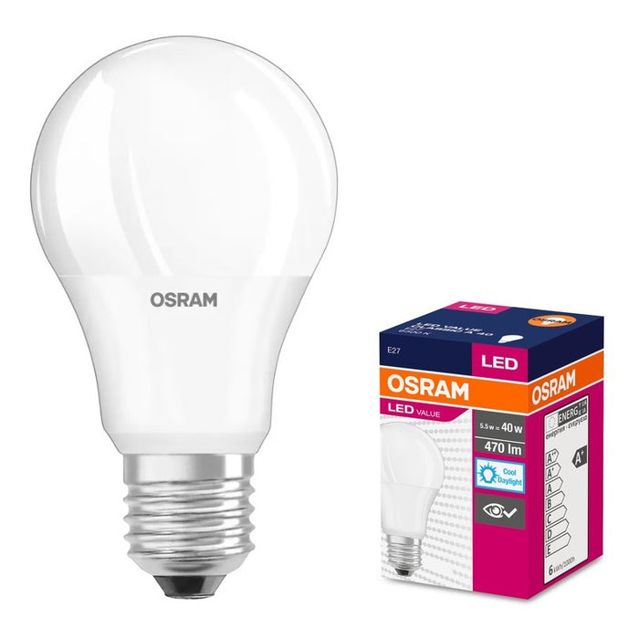 LED LAMP VALUE CLA40 470lm/865 E27 LEDVANCE
