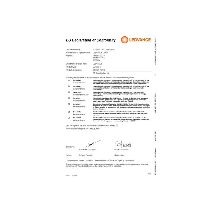 DECORATIVE WALL LAMP DECOR TOKIO WALL 830 LEDVANCE - BLACK