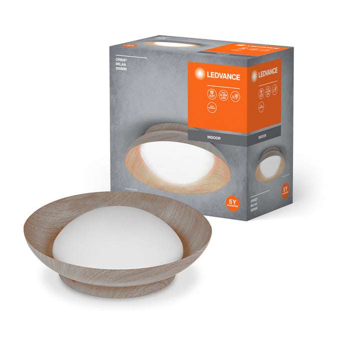 CEILING 2XE27 30.5CM WOOD LEDVANCE MILAN