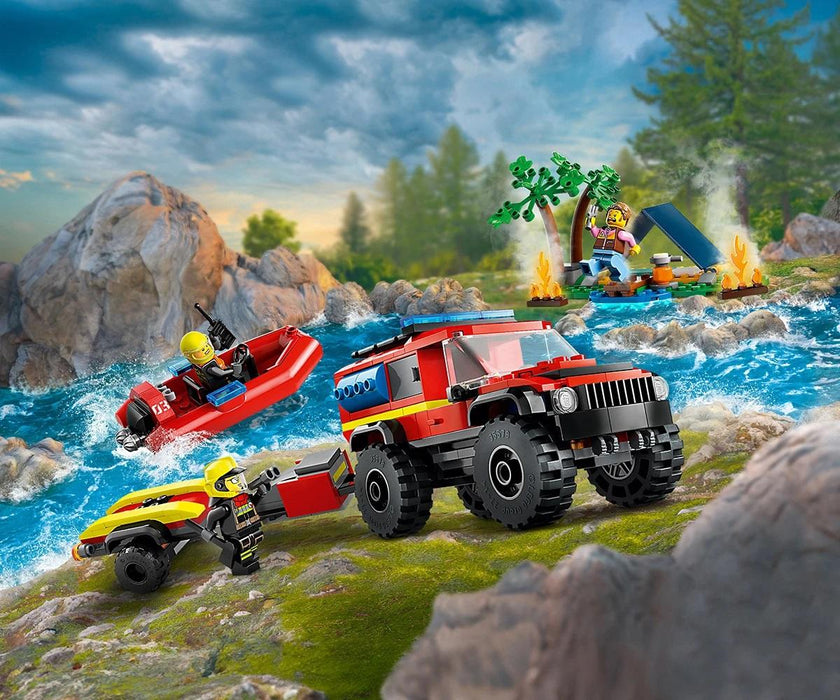 LEGO City - 4x4 Fire Truck with Rescue Boat - 60412 - Фигурки<<<Геймърска