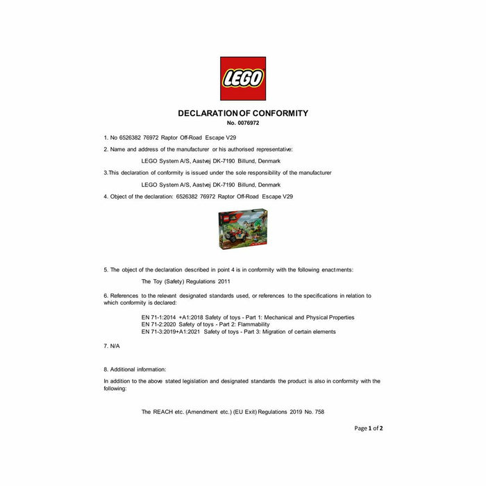 Construction set Lego 76972