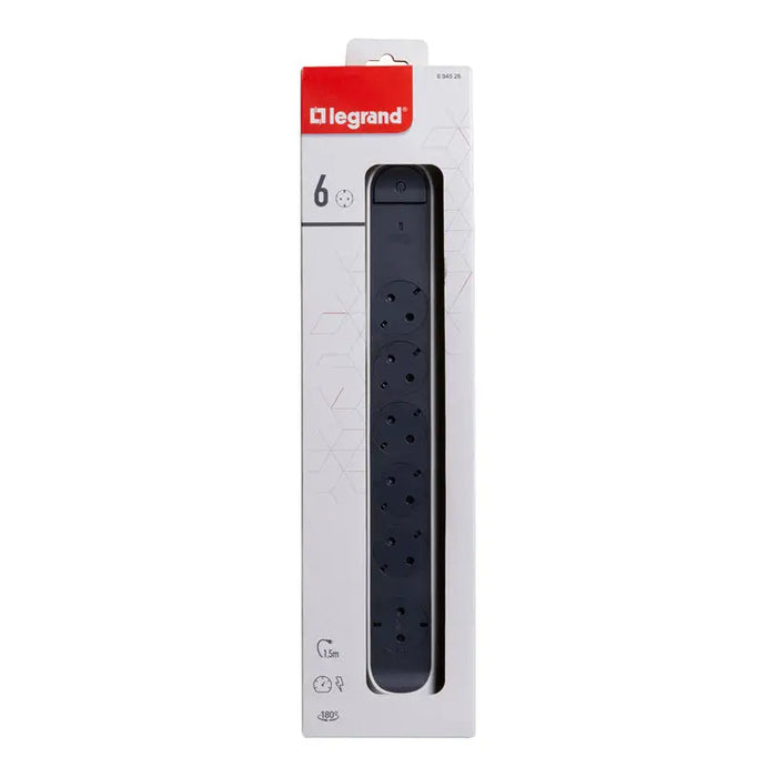 LEGRAND INDICATOR AND PROTECTION SPLITTER 6 SOCKETS / 1.5M ROTATING 694526 - Разклонители и