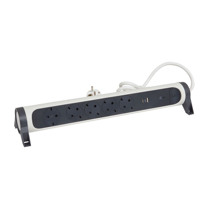 SWITCH 5x SCHUKO+USB A+C CABLE 1.5m WITH PROTECTION LEGRAND - WHITE/GREY