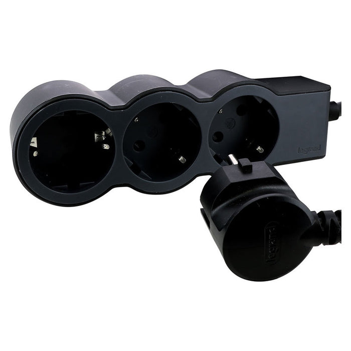 BLACK/DARK GRAY LEGRAND 3 SOCKET / 3 M. 694560
