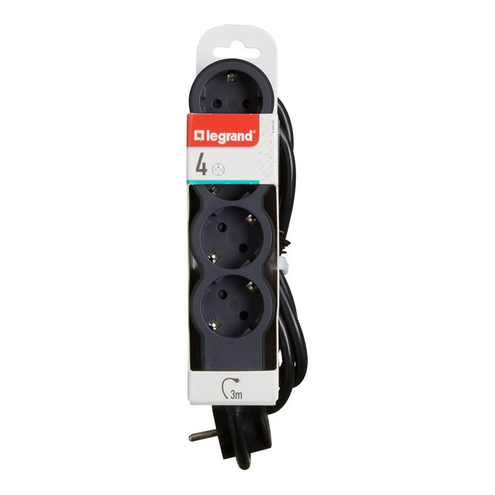 POWER SUPPLY BLACK/DARK GRAY LEGRAND 4 SOCKETS / 3 M. 694562