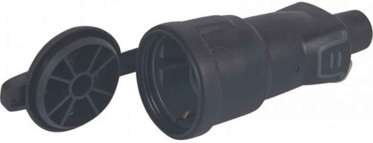 PLUG.2P+E16A IP44 BLACK WITH CAP