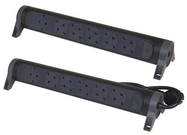 Legrand power strip - PRE 6X2P+E, rotating, 3m, black/gray