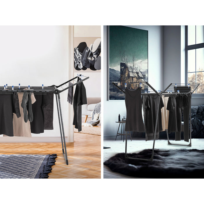 SPACIOUS CLOTHES DRYER 150 SOLID SLIM BLACK DIAMOND LEIFHEIT PEGASUS
