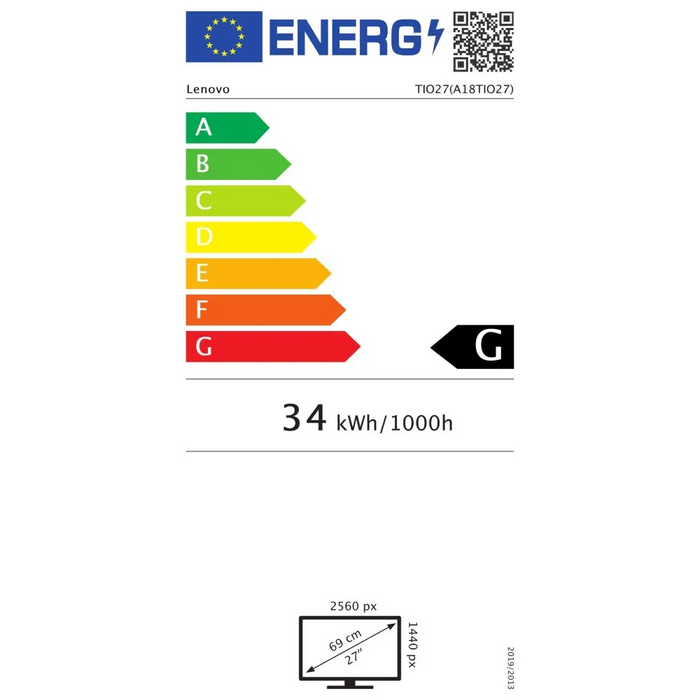 Lenovo 11JHRAT1EU computer monitor 68.6 cm (27’’) 2560 x 1440 pixels Quad HD LED Black