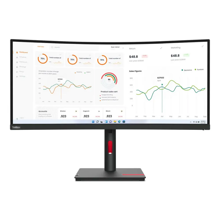 LENOVO ThinkVision T34w-30 34inch VA 3440x1440 21:9 60Hz 350cd/m2 4ms HDMI DP (P) - LCD