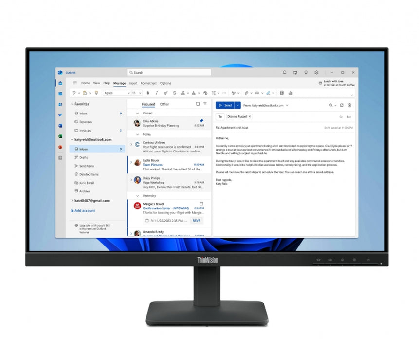 Monitor Lenovo ThinkVision S24-4e 23.8" IPS WLED, 1920x1080, 16:9, 4ms, 100Hz, 250 cd/m2, 1300:1, HD