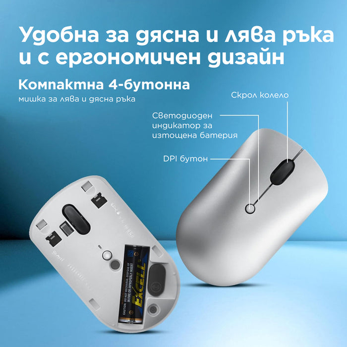 LENOVO 540 USB-C Wireless Compact Mouse Cloud Grey