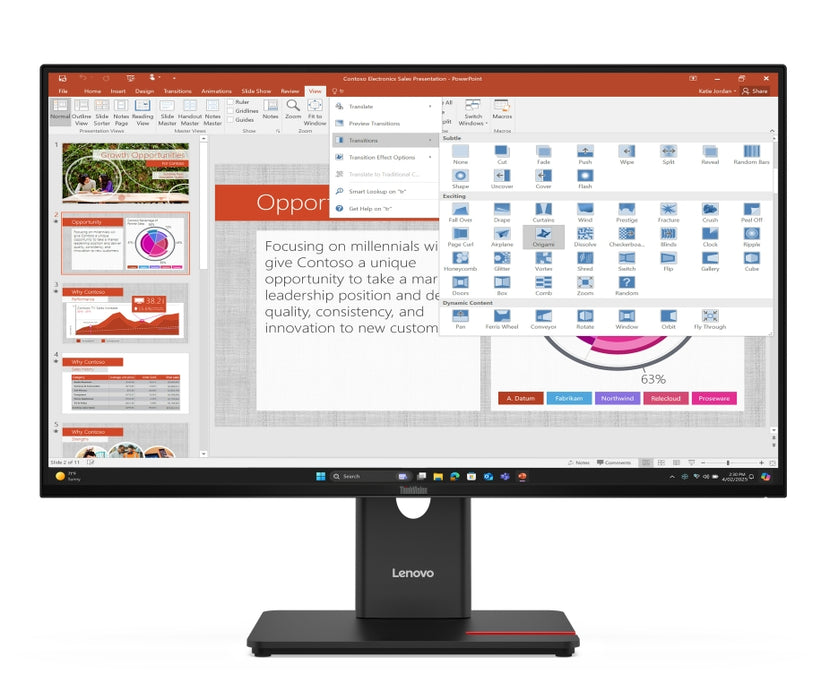 Monitor Lenovo ThinkVision T27-40 27" IPS, WLED, 1920x1080, 4ms, 48Hz - 120Hz, 300 cd/m2, 1500:1, HD