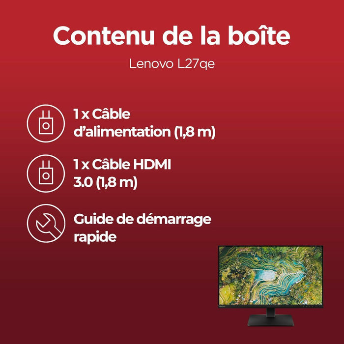 LENOVO L27qe 27inch 2560x1440 100Hz 250cd/m2 HDMI 2.1 DP 1.4