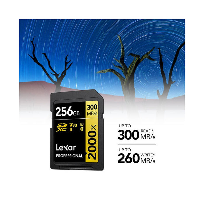 MEMORY CARD SDXC 256GB 300/260MB/s UHS-II,C10,V90,U3 LEXAR