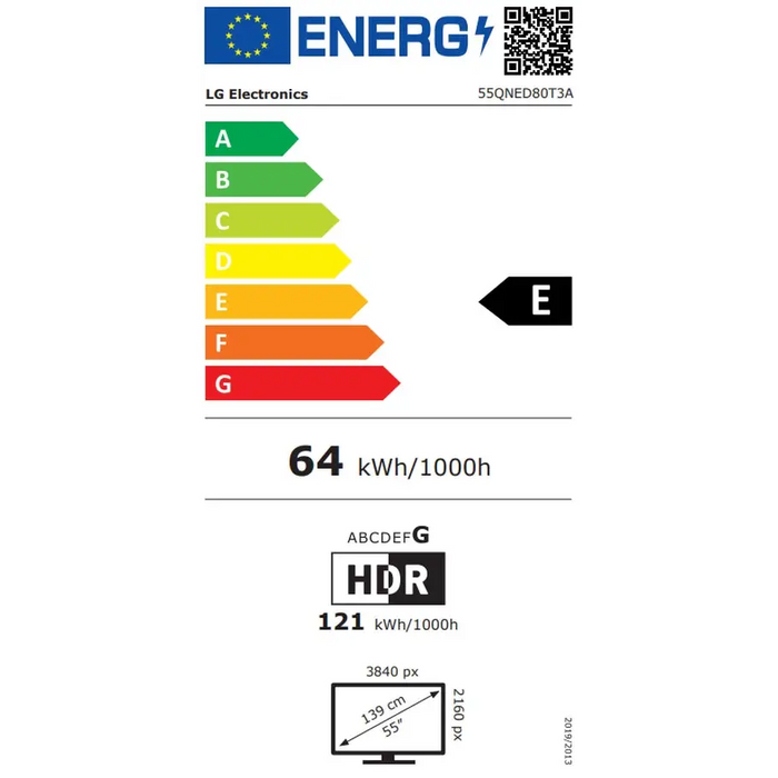 LG 55QNED80T3A 55’’ 4K QNED HDR Smart TV 3840x2160 DVB-T2/C/S2 Alpha 5 AI 4K Gen7 HDR 10 PRO webOS 24 ThinQ 4K