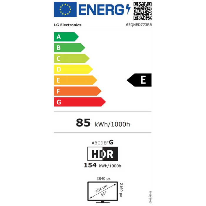 LG 65QNED773RB 65’’ 4K QNED HDR Smart TV 3840x2160 DVB-T2/C/S2 Alpha 5 AI 4K Gen6 HDR10/HLG webOS 23 ThinQ 4K Upscaling