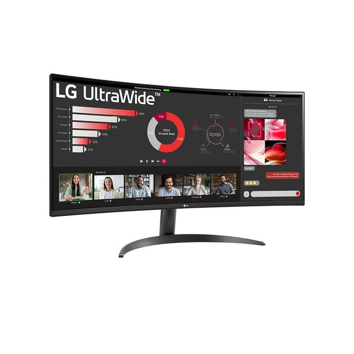 LG 34WR50QK-B, 34" UltraWide Curved, AG, VA, 5ms, 1ms MBR, 3000:1, 300 cd/m2, 21:9, WQHD 3440x1440, HDR 10, sRGB 99%, FreeSync, 100 Hz, HDMI, DisplayPort, Tilt, Reader Mode, PBP, Headphone Out, Black