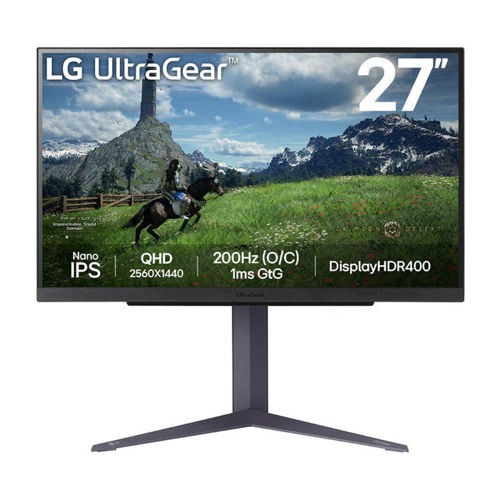 Monitor LG UltraGear 27GS85Q-B 0.233 mm, 178°/178°, NANO IPS, 27.0 ", 68.6 cm, 2560x1440, 180.00 Hz, 1.00 ms, HDMI, DisplayPort, BLACK