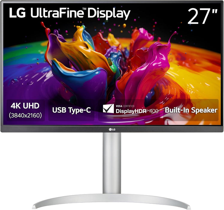 LG 27UP850K-W, 27" UltraFine UHD, IPS 4K , 5ms, 1200:1, 400cd/m2, 3840 x 2160, DCI-P3 95%, HDR 400, HDMI, USB-C, PD- 96 W, DisplayPort, Reader mode, Dynamic Action Sync, Tilt, Height (Range), Swivel, Speacers 2x5W, LG Switch, Black