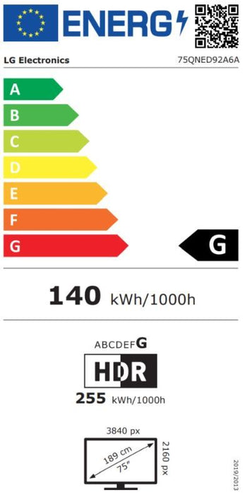 Smart TV LG - 75QNED92A6A, 75'', QNED MiniLED, 4K, black