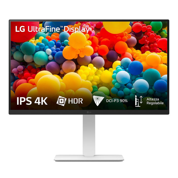 LG 27US550-W, 27" UHD 4K, IPS Panel Anti-Glare, 5ms, 1000:1, 300cd/m, 3840x2160, DCI-P3 90% t, HDR 10, HDMI, DisplayPort, Dynamic Action Sync, LG Switch,  Headphone out, Height / Pivot / Tilt Adjustable Stand, Black/White