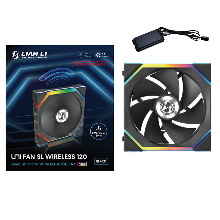 Fan Lian Li UNI FAN SL Wireless ARGB PWM Reverse Blade - 120 mm Black