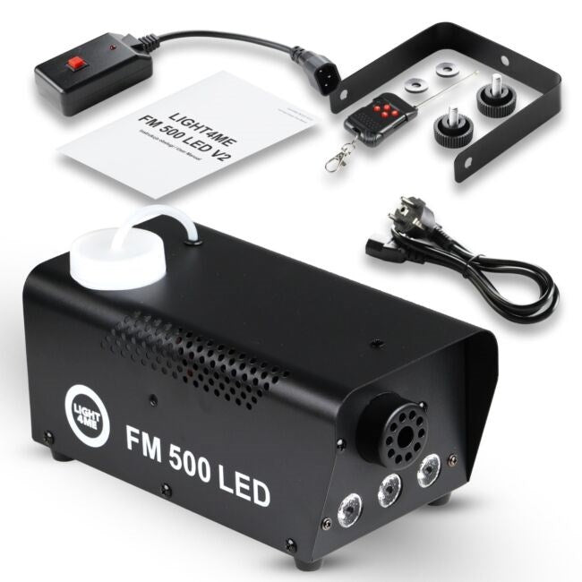 LIGHT4ME FM 500 LED V2 - 500W smoke/fog machine with 3x1W RGB lighting effect