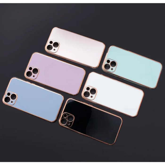Lighting Color Case for iPhone 12 Pro Max purple gel cover with gold frame - Cell phone cases and covers<<<HurtelXML