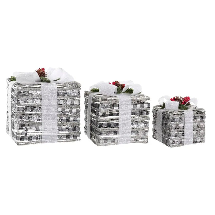 Lighting decoration DKD Home Decor White Red Green Silver Snowfall LED 25 x 25 x 29 cm (3 Pieces) - Декорация и