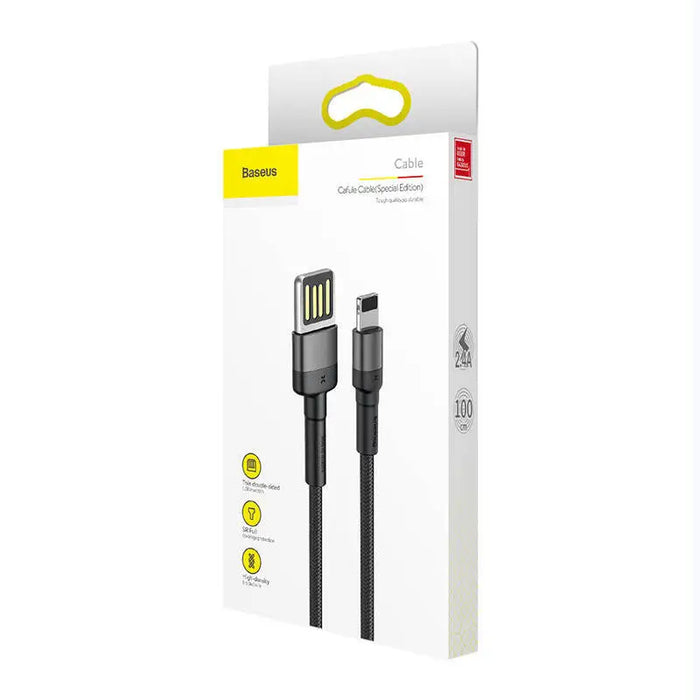Lightning USB cable (reversible) Baseus Cafule 2.4A 1m (gray-black) - USB to Lightning<<<USB cables<<<GSM