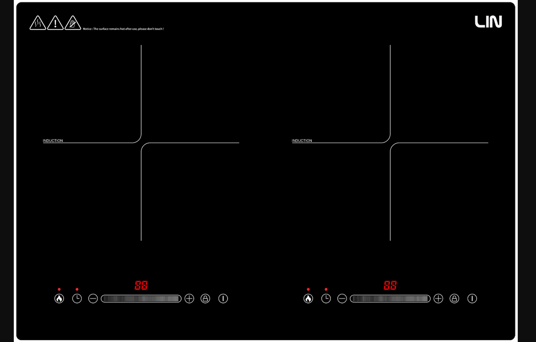 Induction hob LIN LI2H-180 cable with plug 1.2m 3200 W