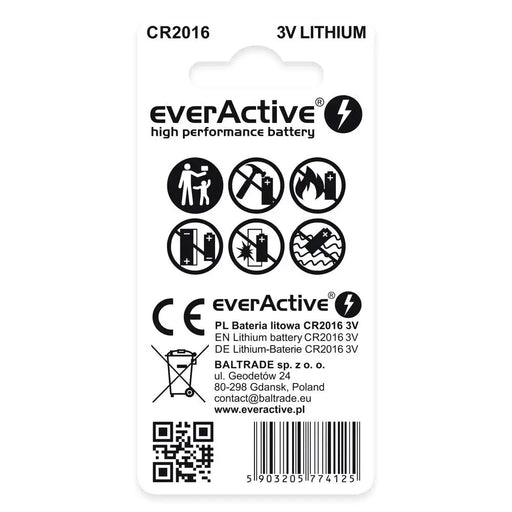 Lithium batteries mini everActive CR2016 blister 2 pcs. - BatteriesBAL-BAT<<<batteries and chargersBAL<<<ActionPL