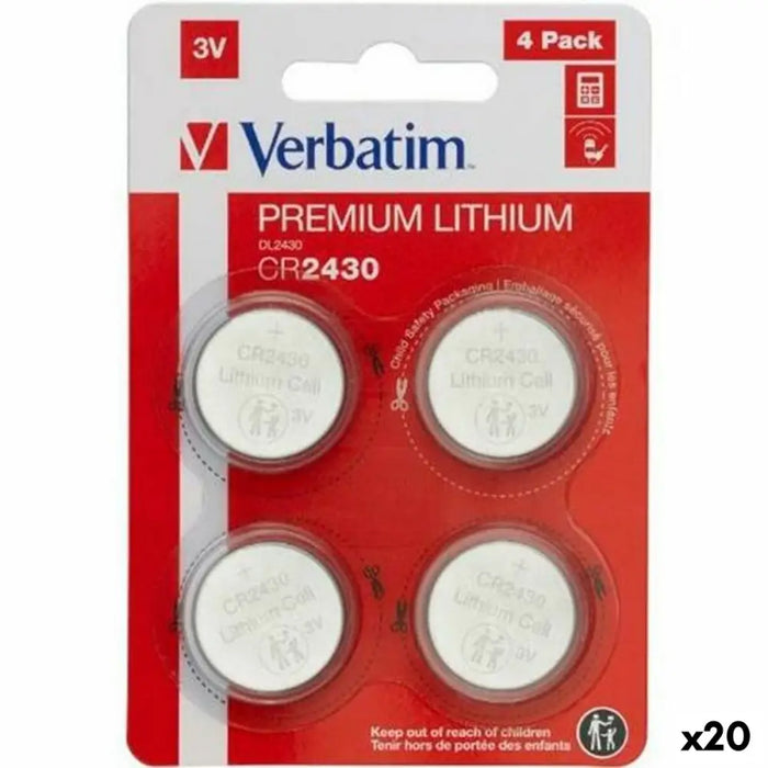 Lithium Button Batteries Verbatim 3 V CR2430 4 Pieces (20 Units) - Алкални батерии<<<Електроника Батерии<<<Компютри|