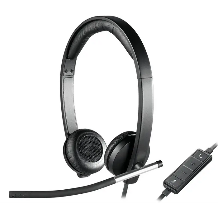 Logitech USB Headset H650e Stereo Flexible Mic In-line Controls Echo Cancellation Noise-cancelling USB - Conference