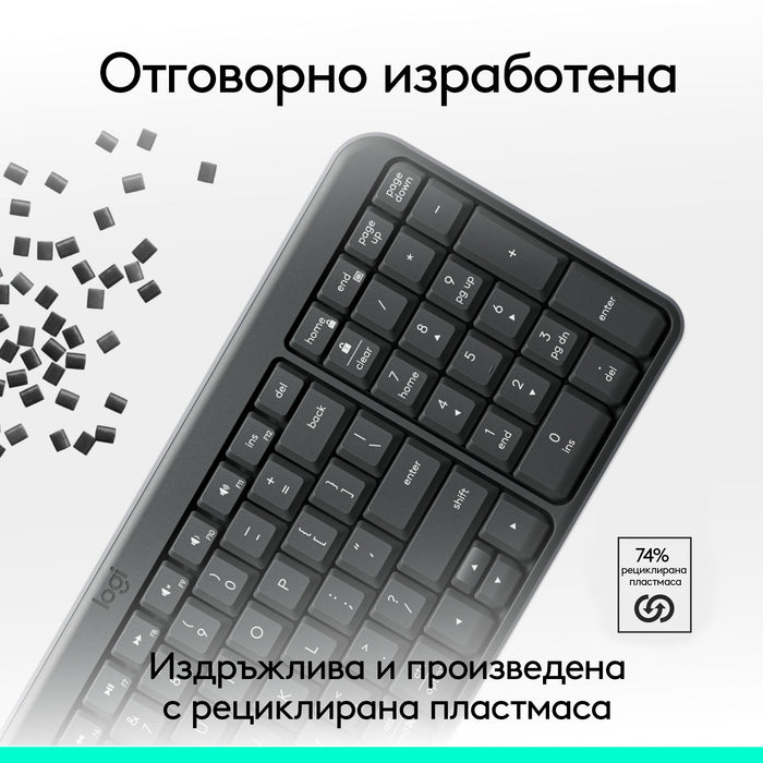 Logitech K250 Graphite Wireless Keyboard - Cyrillic