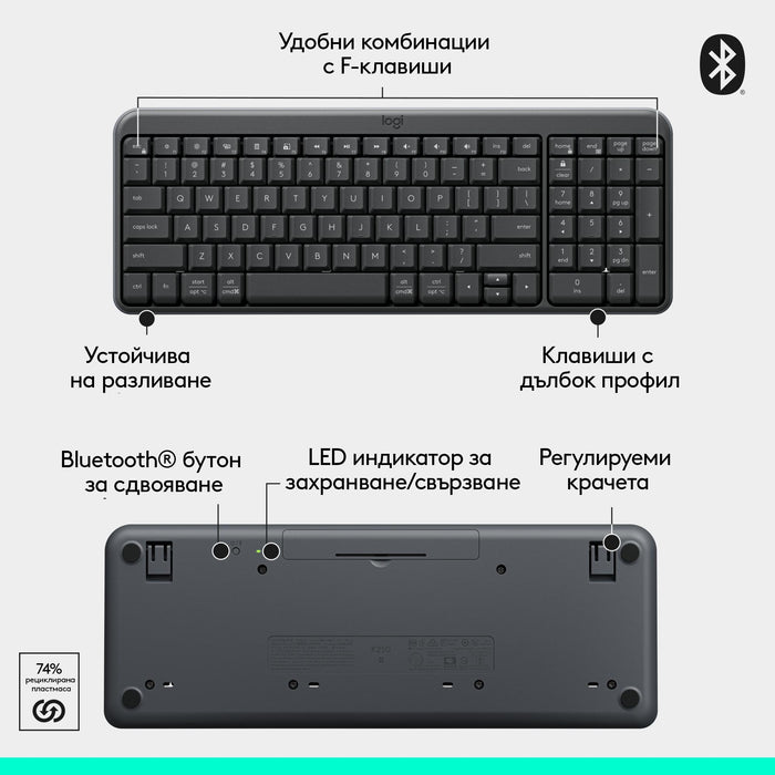 Logitech MK250 Graphite Wireless Keyboard - Cyrillic