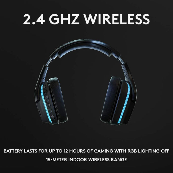 Logitech Gaming Headset, G935 7.1 Wireless 7.1 Surround Lightsync, Wireless, Black