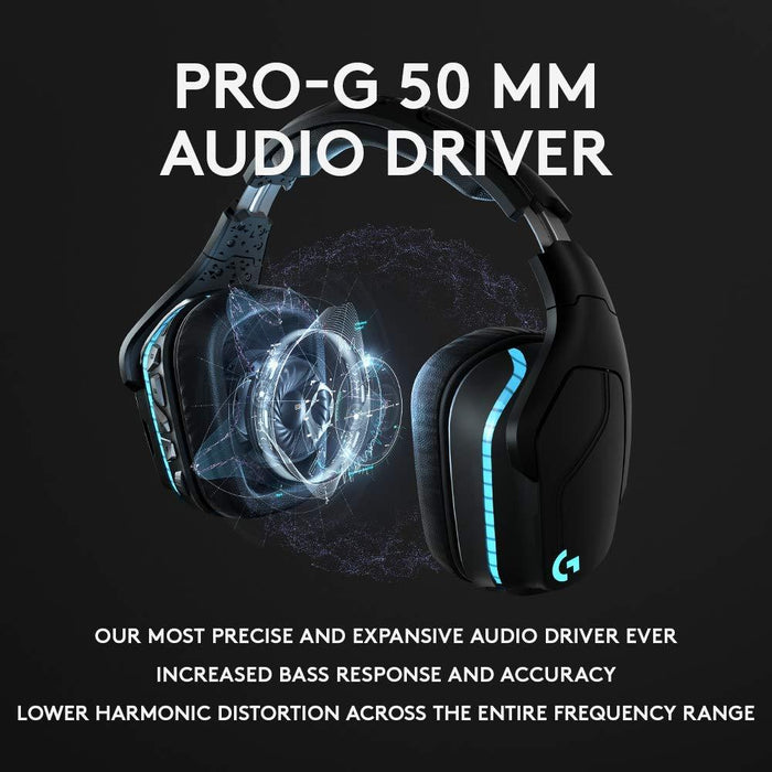 Logitech Gaming Headset, G935 7.1 Wireless 7.1 Surround Lightsync, Wireless, Black