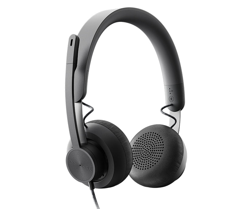 Logitech Zone Wired USB Headset, UC, Noise-cancelling Microphone, Flexible Mic, Passive Noise Isolation, Inline controls, USB-C & USB-A, Graphite