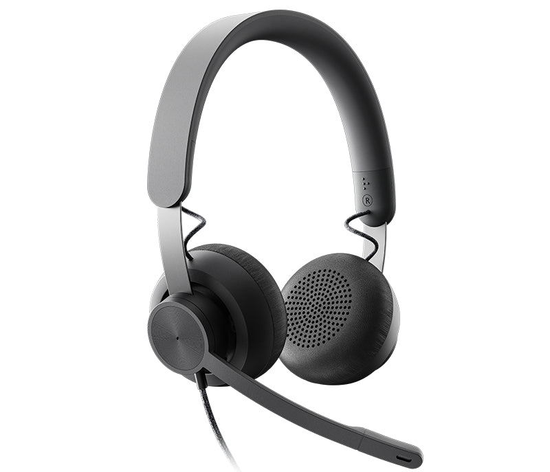 Logitech Zone Wired USB Headset, UC, Noise-cancelling Microphone, Flexible Mic, Passive Noise Isolation, Inline controls, USB-C & USB-A, Graphite