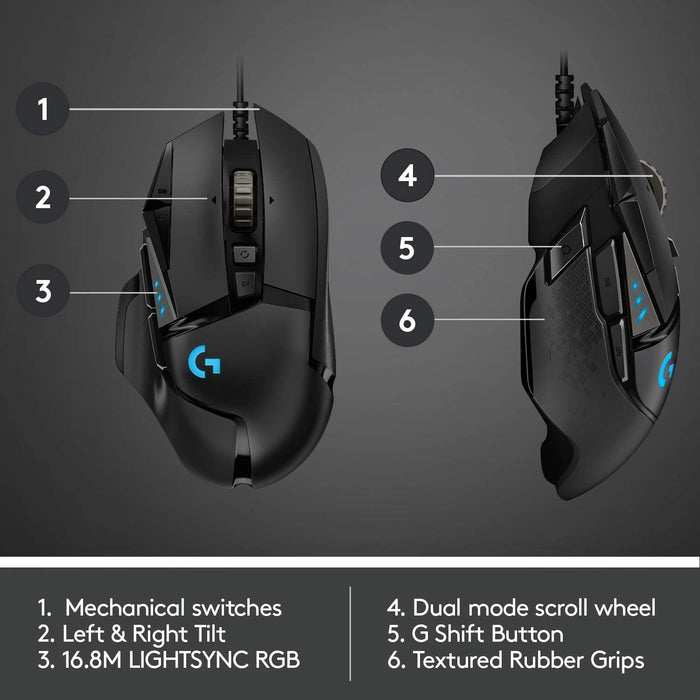 Logitech G502 HERO Proteus Spectrum RGB gaming mouse
