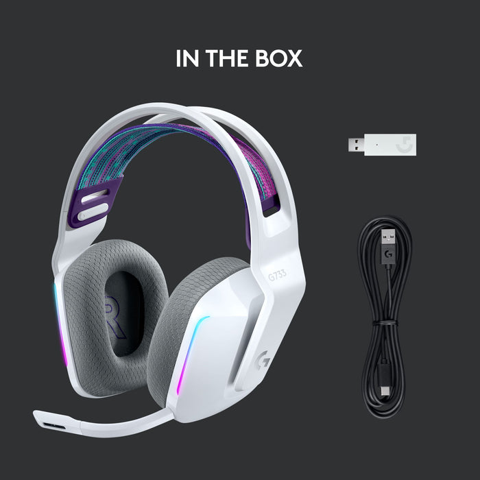 Gaming headset Logitech G733 Lightspeed Wireless RGB, Microphone, White